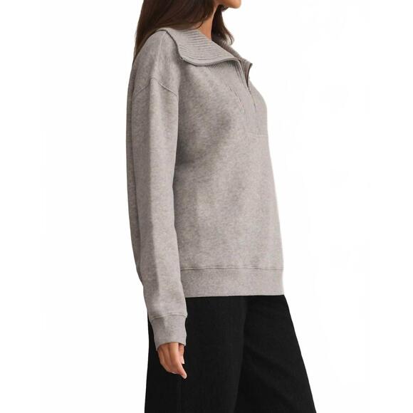 NEW Z SUPPLY sonata fleece sweatshirt in classic heather grey - Picture 4 of 5